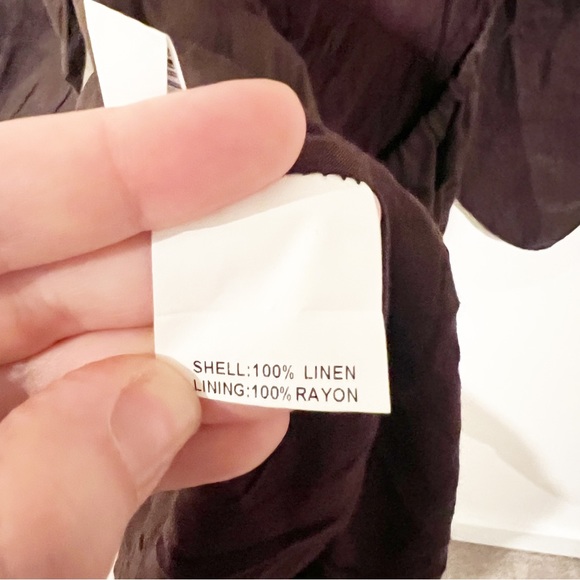 NWT DISSH Lenore Open Back Chocolate Brown Tie Neck Puff Sleeve Linen Dress US 6 - Picture 12 of 12